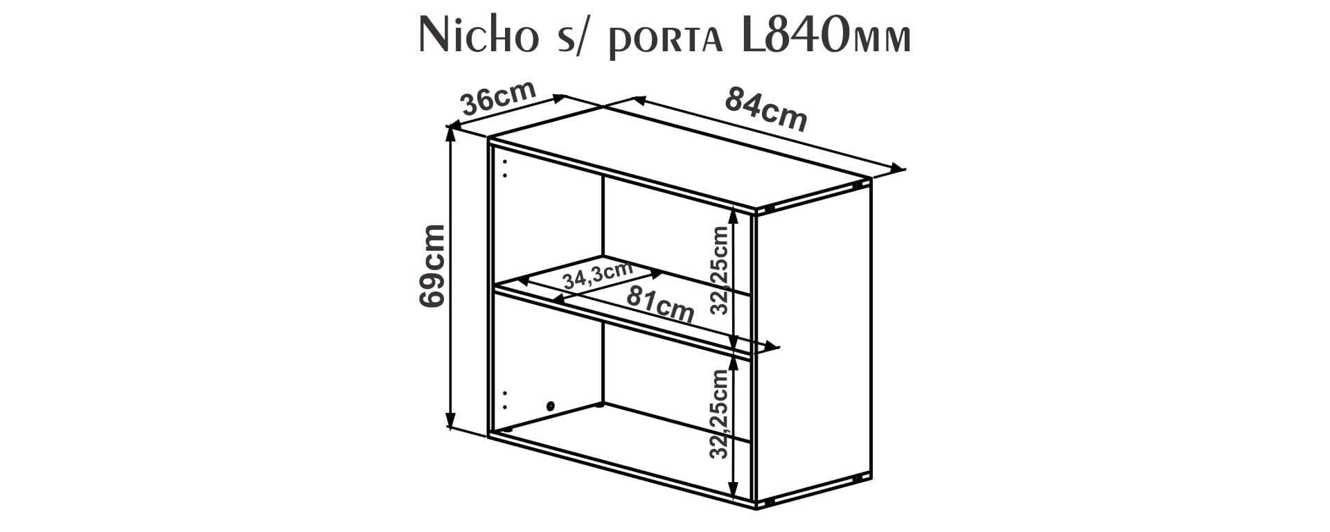 Nicho con lateral L840 para estanteria modular  | 25721