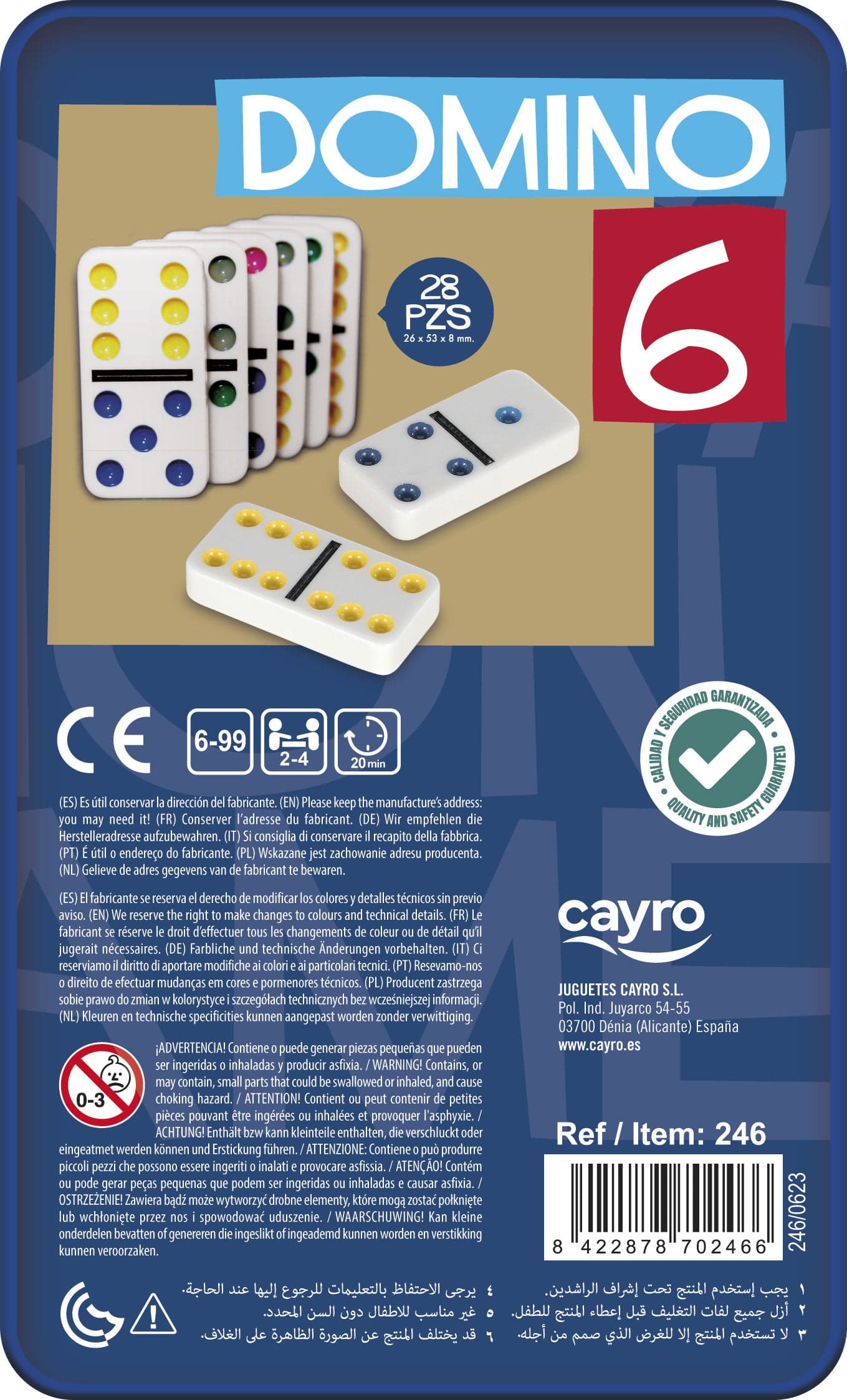 Domino doble x 6 colres en Metal Box +6 años | Cayro
