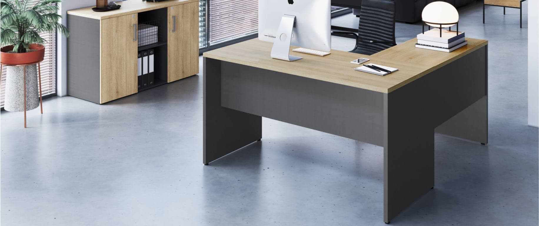 Escritorio con extensión lateral & cajonera línea Concept