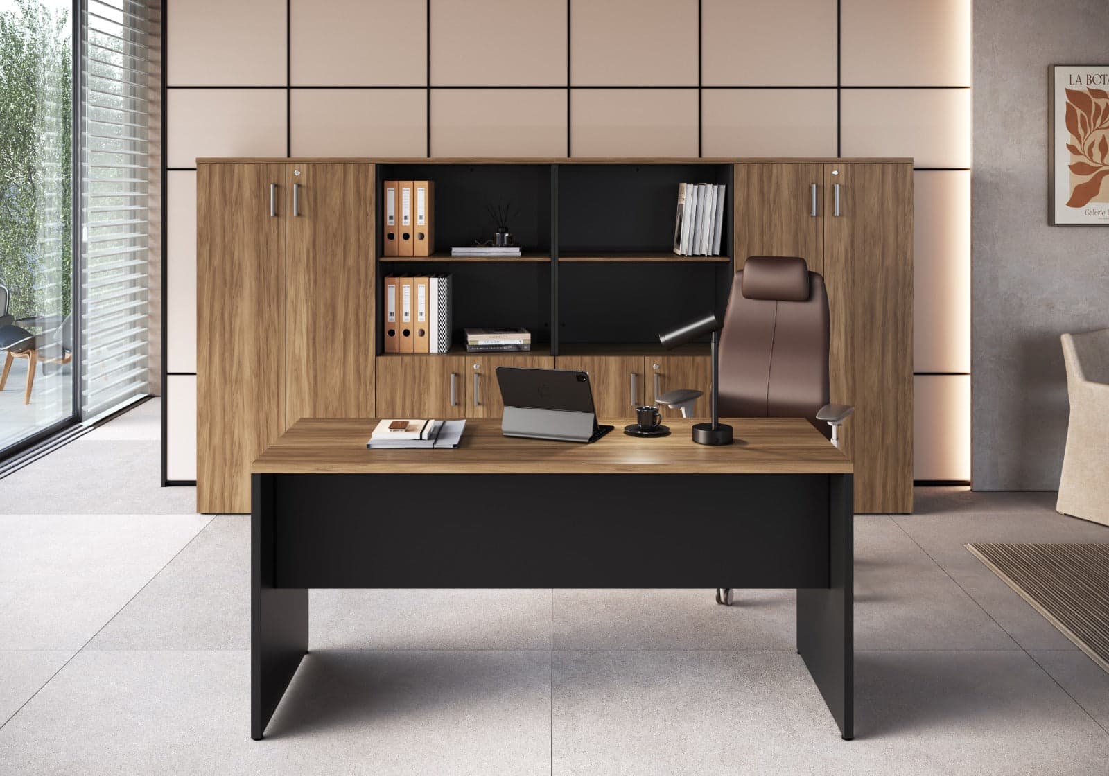 Estación de trabajo recta línea Concept | Pie tablero