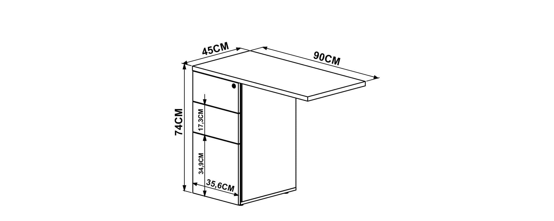 Extensión de escritorio con cajonera línea Concept | 25446