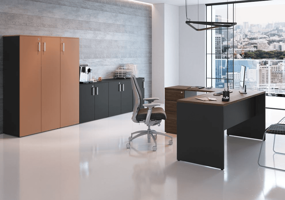 Escritorio con extensión lateral & cajonera línea Concept
