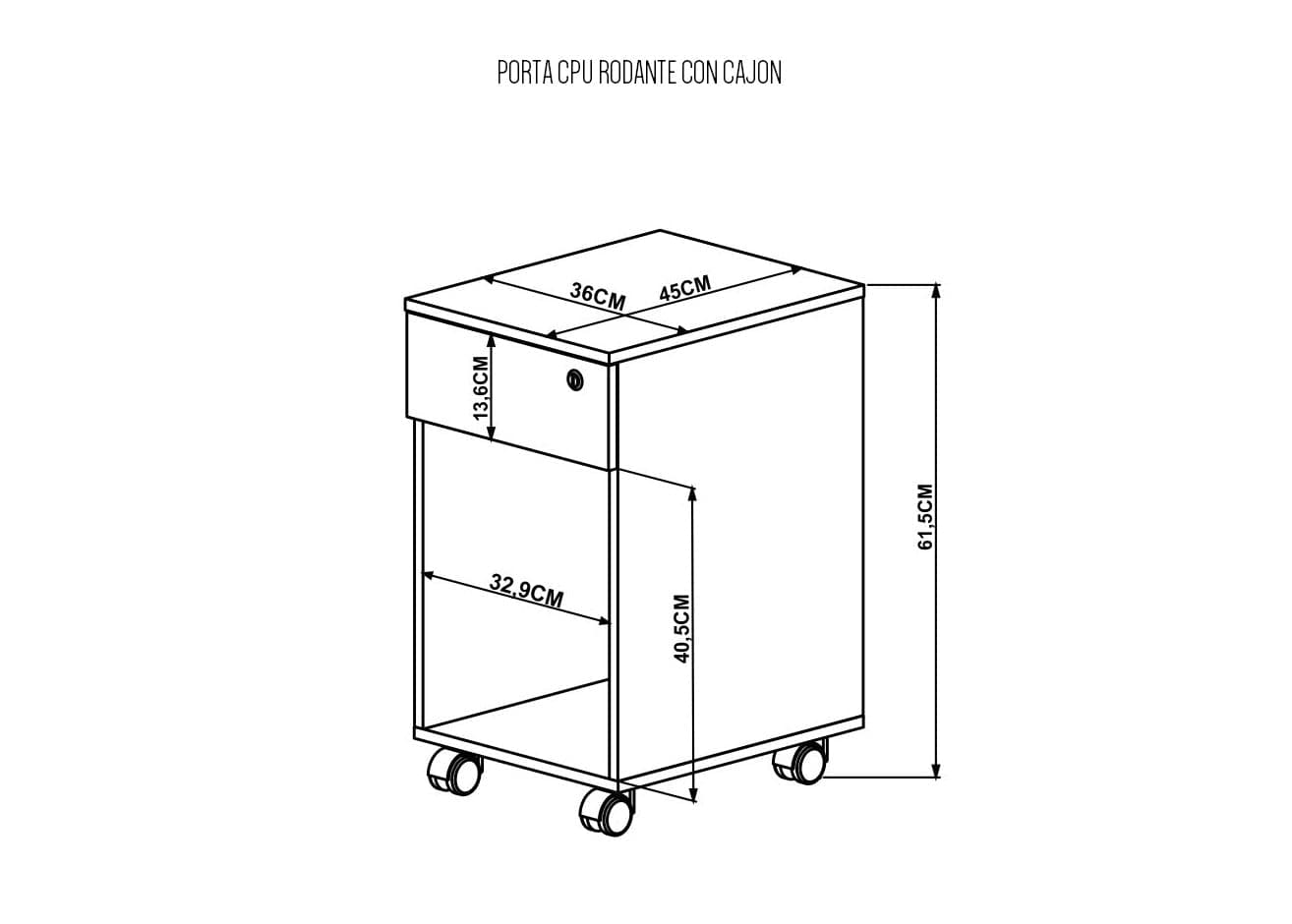 Cajonera rodante & nicho porta CPU línea Concept | 25430