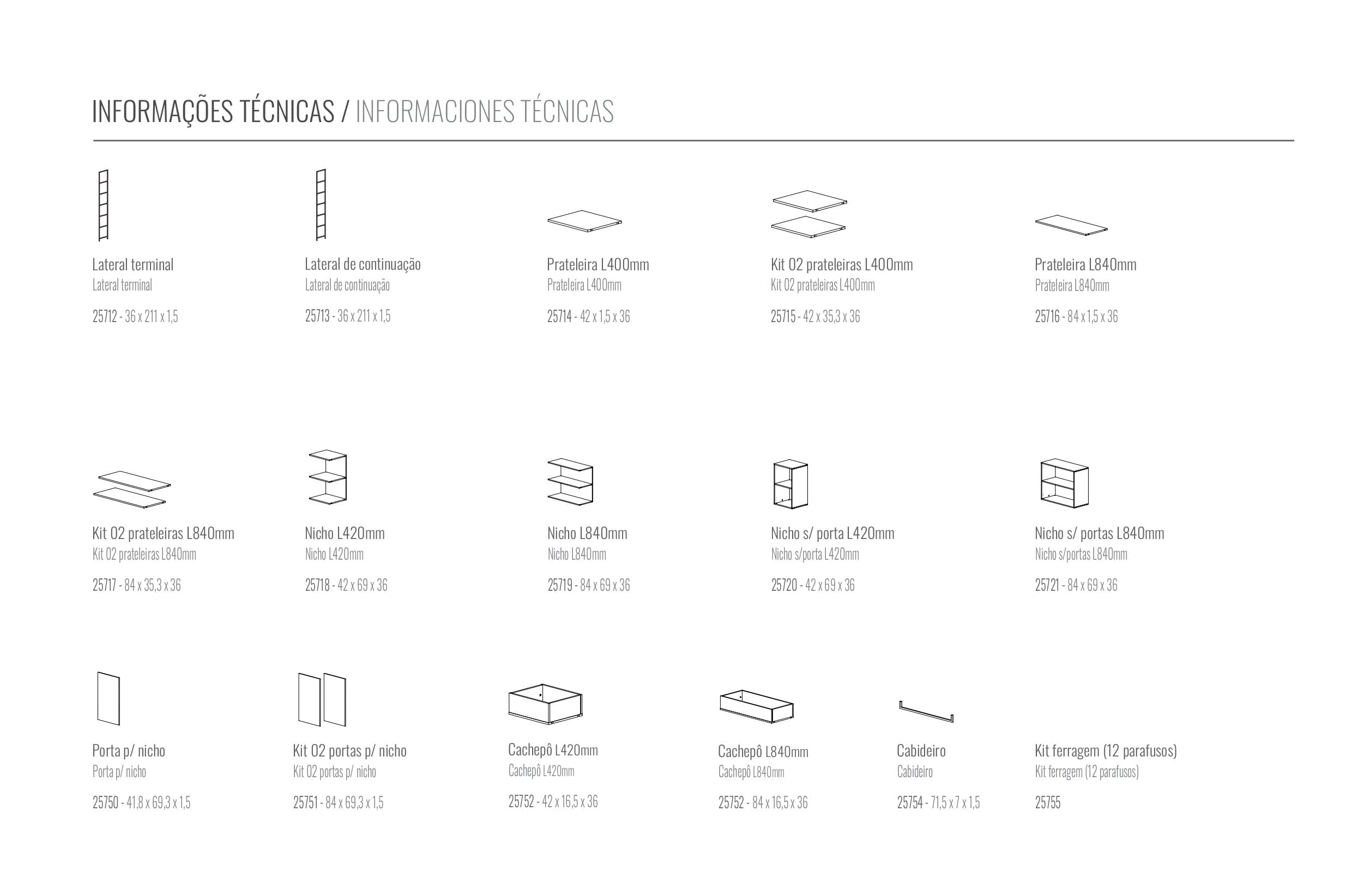 Estanterías modulares dinámicas | Modulo base 840mm con macetero