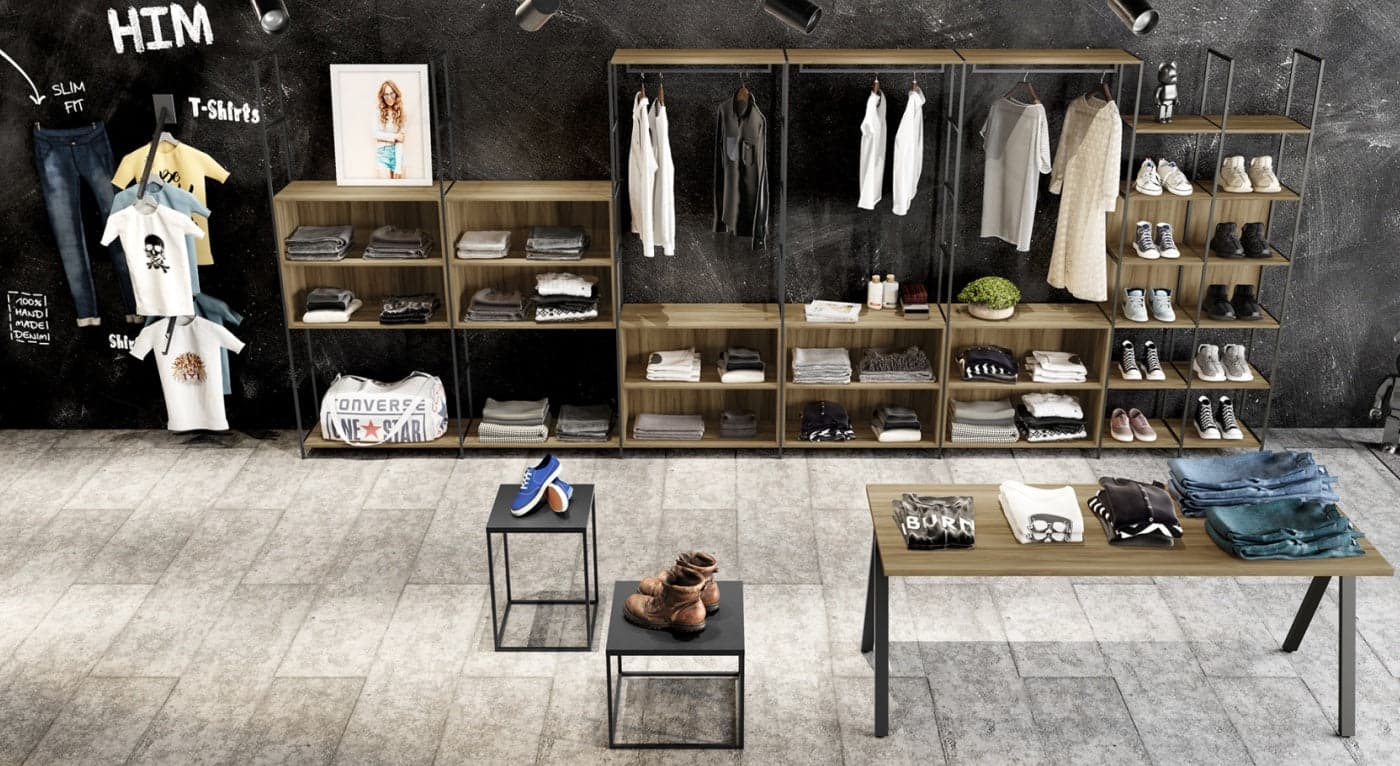 Estanterías modulares dinámicas | Modulo base 840mm con barra colgadora