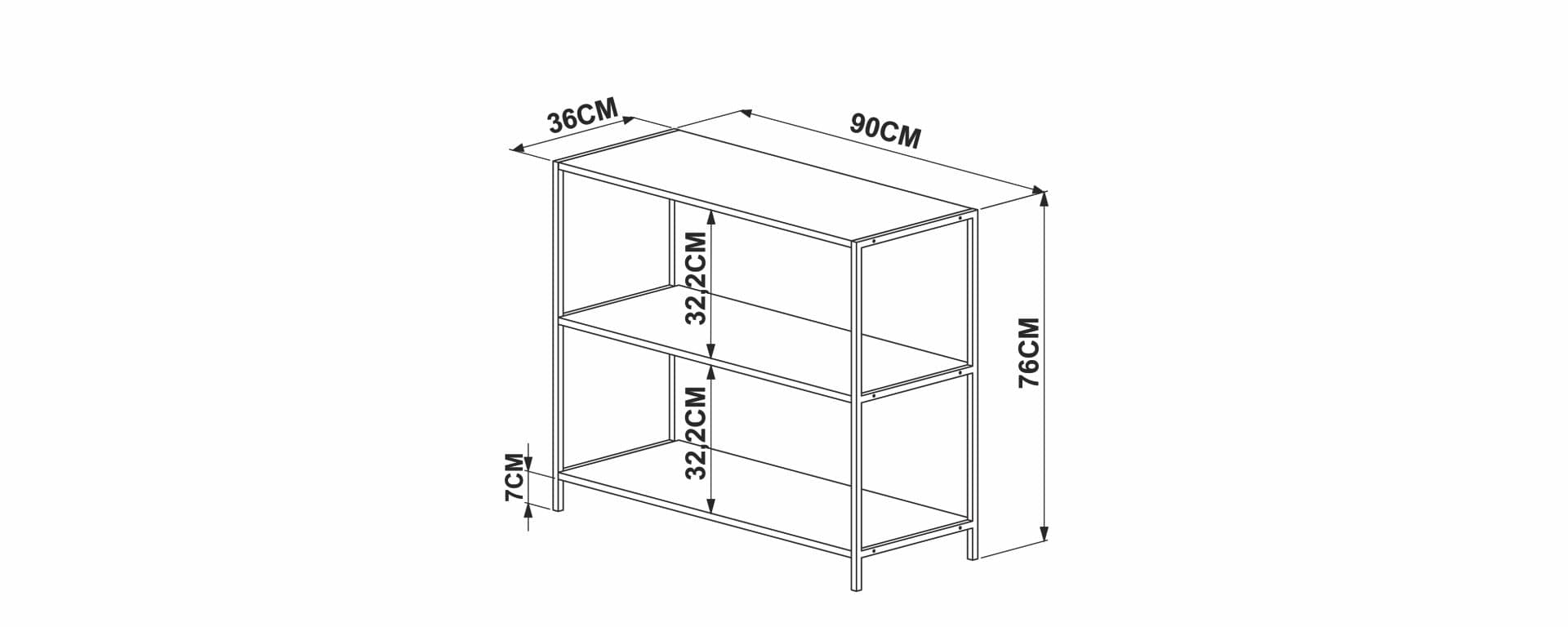 Biblioteca baja ancha línea Steel Quadra | 27868